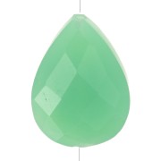 Perle goutte motif ethnique 14x10 mm pierre gemme - Chrysoprase - Doré or fin x1