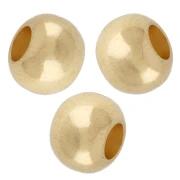 Perles rondes aplaties 8x6 mm - gros trou - Doré à l'or fin x5