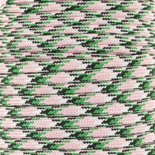 Cordon paracorde - corde de parachute plate 4mm - Rose - Vert x1m