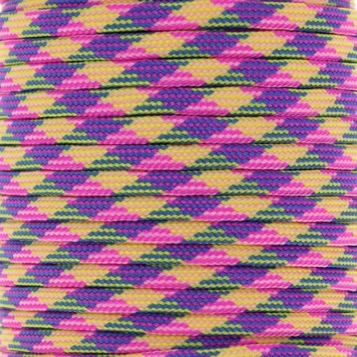 Cordon paracorde - corde de parachute plate 4mm - Rose - Jaune - Bleu x1m