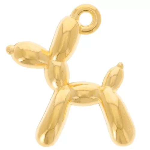 Breloque chien ballon 18x17 mm - Doré à l'or fin x1