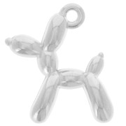 Breloque chien ballon 18x17 mm - Placage Argent fin vieilli x1