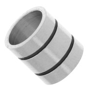 Perle tube strié 7x8 mm gros trou avec résine époxy - Acier inox 304L - Noir x1|raw }}