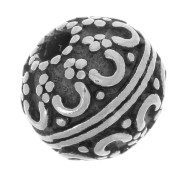 Perle ronde aplatie 8 mm - motif fleur - Acier inoxydable 304L x1|raw }}