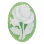 Blanc - Camée résine 18x13 mm - motif rose - Jade x1 Camée résine 18x13 mm - motif rose - Jade x1