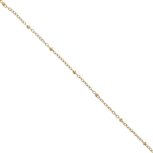 Chaîne maille Forçat limée 2.7mm avec perles aplaties Acier inox 304L Doré x99cm