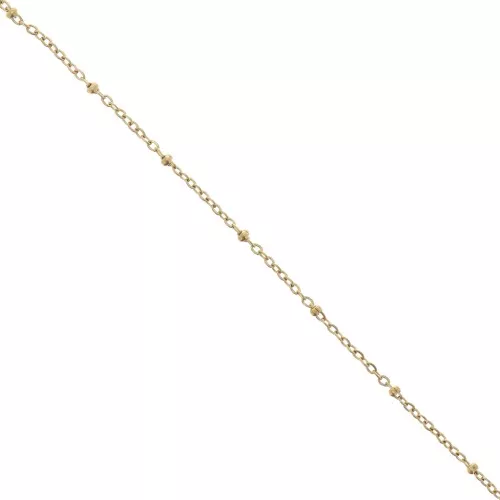 Chaîne maille Forçat limée 2.7mm avec perles aplaties Acier inox 304L Doré x99cm