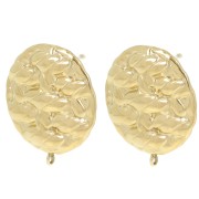 Clous d'oreilles rond effet tressé 22 mm anneau ouvert - Acier inox 304L Doré x2