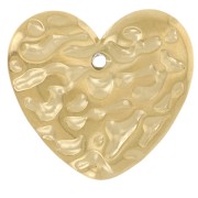 Breloques coeur martelé 13x15 mm - Acier inoxydable 304L Doré x2|raw }}