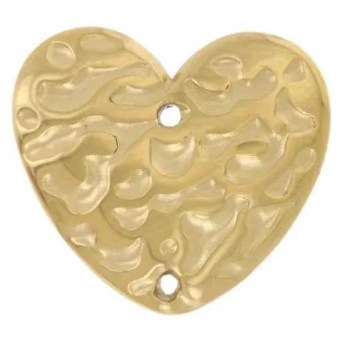 Intercalaires coeurs martelés 13x15 mm - Acier inoxydable 304L Doré x2