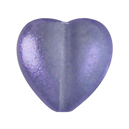Perle coeur en verre 16x15 mm - Candy Blueberry x1