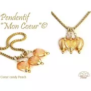 Perle coeur en verre 16x15 mm - Candy Blueberry x1