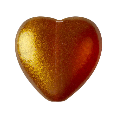Perle coeur en verre 16x15 mm - Candy Caramel x1