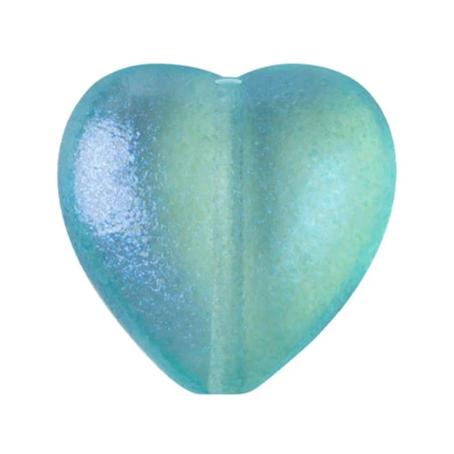 Perle coeur en verre 16x15 mm - Candy Curacao x1