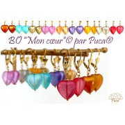 Perle coeur en verre 16x15 mm - Candy Orange x1