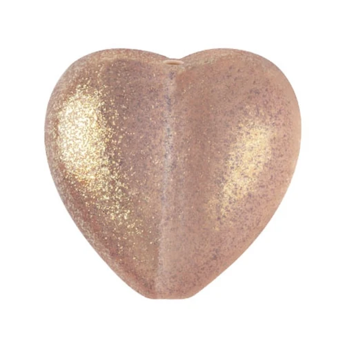 Perle coeur en verre 16x15 mm - Candy Peach x1