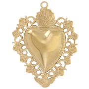 Pendentif coeur Ex-Voto 32x25 mm - Acier inoxydable 304L Doré x1