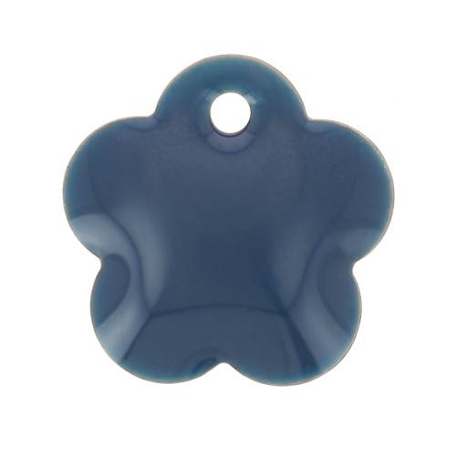 Sequins fleurs en métal et résine époxy 10 mm - Pétrole x10