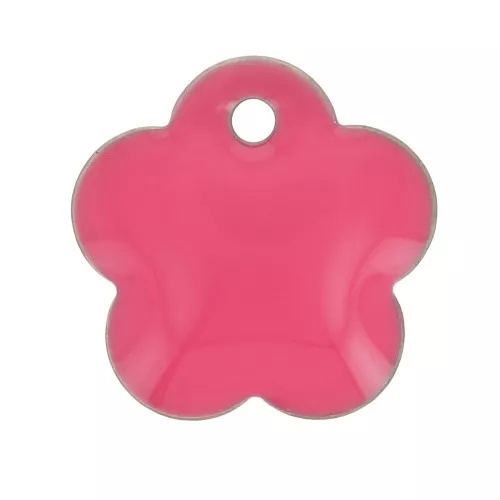 Sequins fleurs en métal et résine époxy 10 mm - Rose Fluo x10