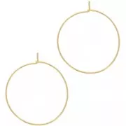 Créoles fines à décorer 30 mm - Fil 0.7 mm - Acier Inoxydable 316L Doré x2