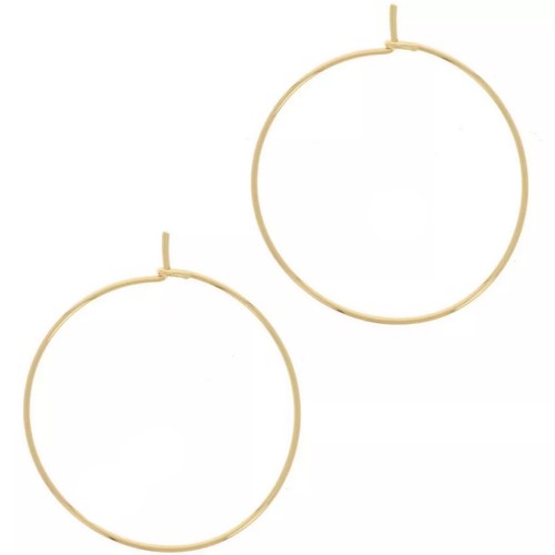 Créoles fines à décorer 30 mm - Fil 0.7 mm - Acier Inoxydable 316L Doré x2