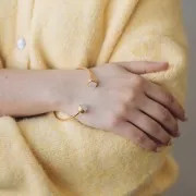 Bracelet jonc 185 mm - pour cabochon 8 mm - Acier inoxydable 304L Doré x1