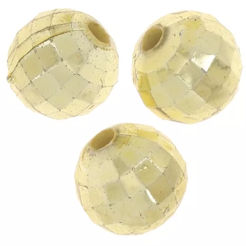 Perles rondes facettées - boules à facettes 9 mm en acrylique - Doré x10