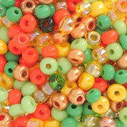 Perles rocailles Preciosa 6/0 4 mm - Mix Orange - Jaune - Vert x20g