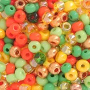 Perles rocailles Preciosa 6/0 4 mm - Mix Orange - Jaune - Vert x20g