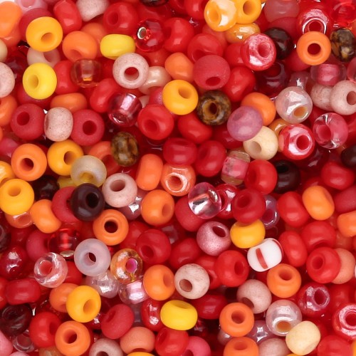 Perles rocailles Preciosa 8/0 3 mm - Mix Orange - Rouge x20g