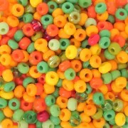 Perles rocailles Preciosa 8/0 3 mm - Mix Orange - Vert x20g