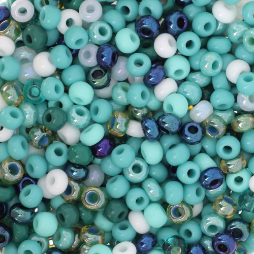 Perles rocailles Preciosa 8/0 3 mm - Mix Turquoise x20g