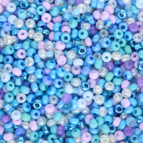 Perles rocailles Preciosa 11/0 2 mm - Mix Multi-Bleu - Lilas x20g