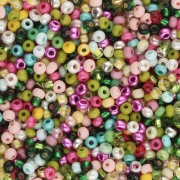 Perles rocailles Preciosa 11/0 2 mm - Mix Vert - Jaune - Rose x20g