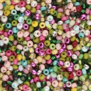 Perles rocailles Preciosa 11/0 2 mm - Mix Vert - Jaune - Rose x20g