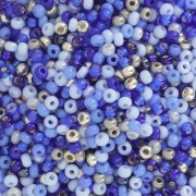 Perles rocailles Preciosa 11/0 2 mm - Mix Bleu - Argenté x20g