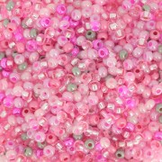 Perles rocailles Preciosa 11/0 2 mm - Mix Rose - Gris x20g