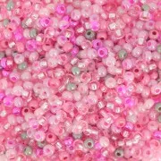 Perles rocailles Preciosa 11/0 2 mm - Mix Rose - Gris x20g