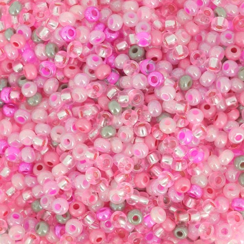 Perles rocailles Preciosa 11/0 2 mm - Mix Rose - Gris x20g