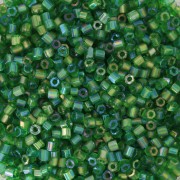 Perles rocailles Preciosa Two Cuts 11/0 2 mm - Transparent Green Rainbow x20g