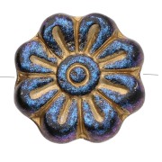 Perles fleurs 18 mm en verre - Jet Light Gold x4