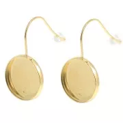 Crochets d'oreilles pour cabochon fond plat 14 mm Acier inoxydable 304L Doré x2