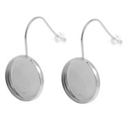 Crochets d'oreilles pour cabochon fond plat 14 mm - Acier inoxydable 304L x2|raw }}