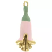 Pendentif fleur 23x11 mm résine époxy - Acier inoxydable 304L Doré - Rose clair