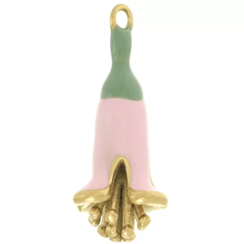 Pendentif fleur 23x11 mm résine époxy - Acier inoxydable 304L Doré - Rose clair