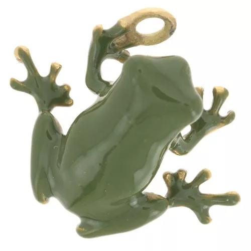 Breloque grenouille 17.5x20.5 mm résine époxy - Acier inox 304L Doré - Vert x1
