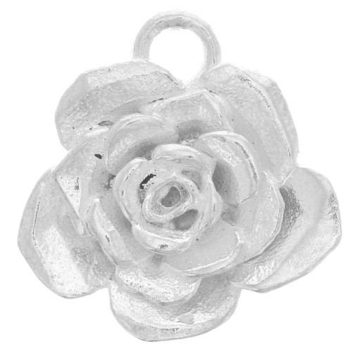Breloque fleur rose 14 mm - Argent 925 x1