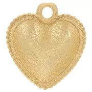 Breloque coeur bombé 12x11 mm effet torsadé - Doré à l'or fin x1