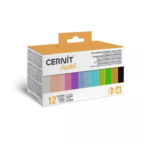 Assortiment de 12 couleurs de Pâte Cernit Pastel x1