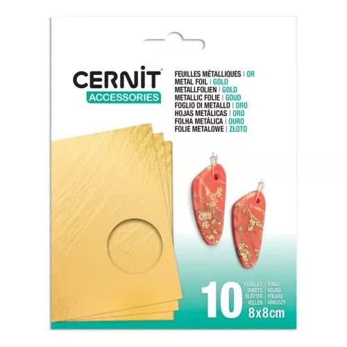 Feuilles métallisées 80x80 mm Cernit - Doré x10